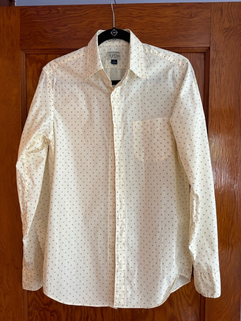 J. Crew Cream Long-Sleeve Printed Dress Shirt